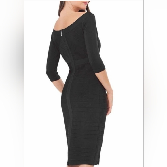 JS Collections Dresses & Skirts - midi dress JS collections black fitted bodycon size 12.